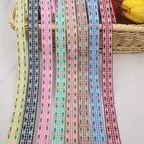 Bilateral embroidered small plaid ribbon lace with lace DIY children hair clip material fresh flower gift cake baking packaging belt