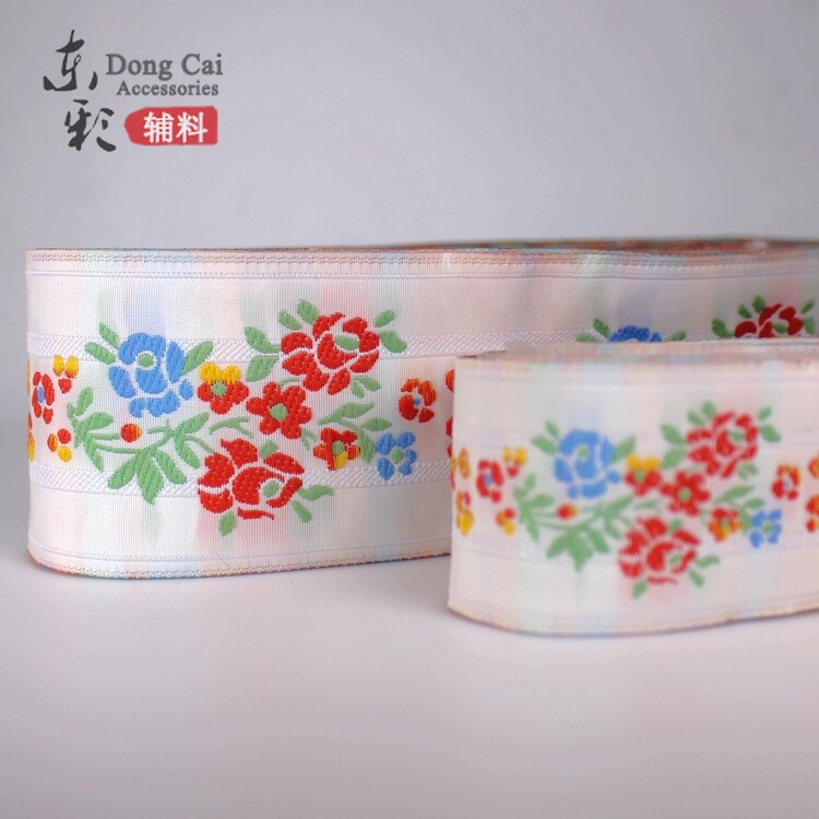 F3 new small fresh embroidered white bottom bag blue flower webbing floral lace ancient dress with garnish accessories with accessories