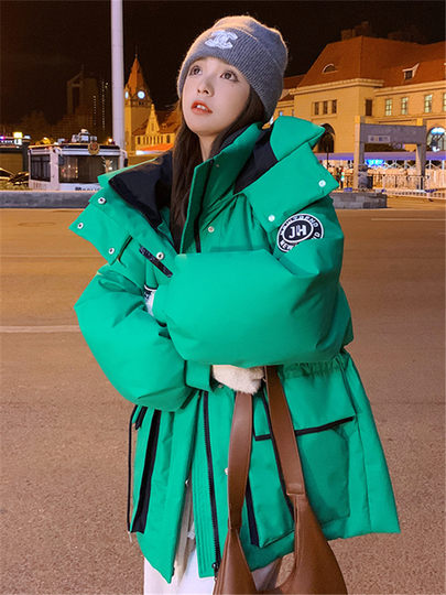 90白鸭绒工装羽绒服女短款2025冬季新款小个子加厚保暖派克服外套