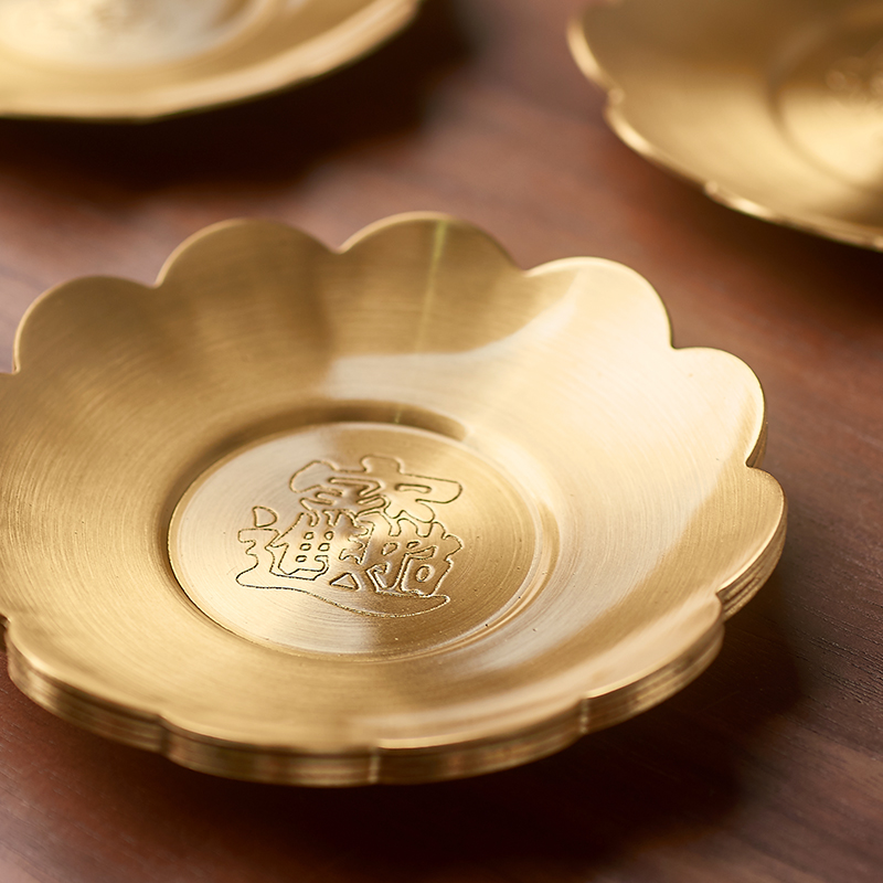 Qiu time kung fu tea set copper metal cup mat insulation prevent hot saucer cup mat cup tea accessories