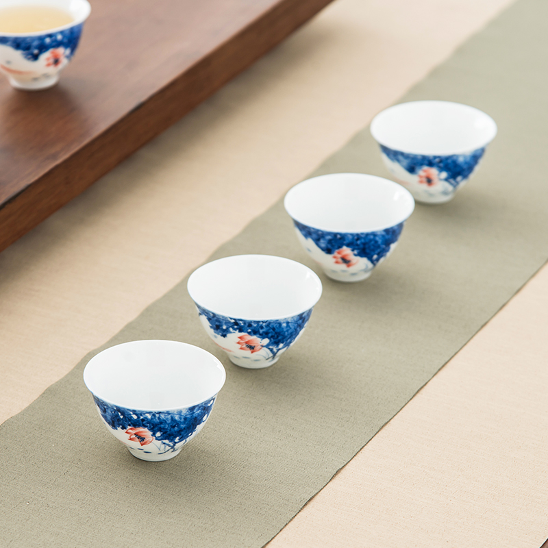 Qiu time ceramic kung fu masters cup sample tea cup white porcelain cups hand - made lotus single cup bowl tea tea