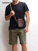 Men and women crossbody bag Mini bag Shoulder small hanging bag Leather retro mobile phone bag Cowhide casual simple fanny pack