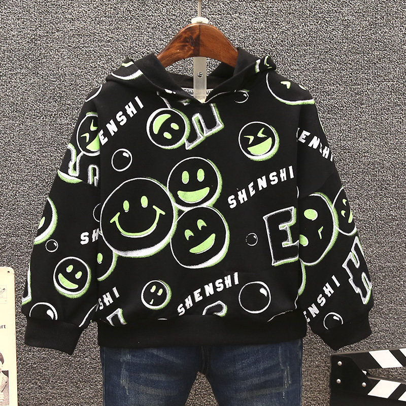2022 Autumn loaded with new boy necropolis Han version childrens Long sleeves printed cartoon in children's undershirt with a hat baby