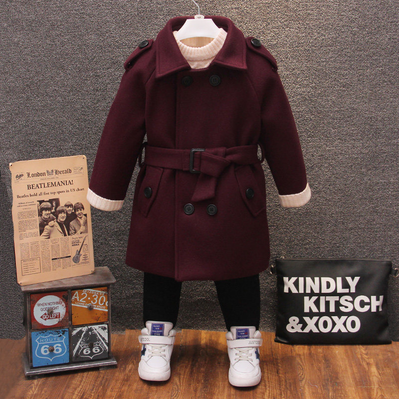 Boy's woolen jacket thickened children's wow, long autumn winter clothing new Grand Scouts boy blouses in boy blouses