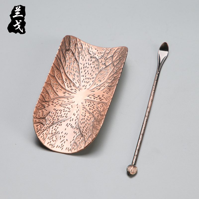 Having kung fu tea set suit household tea is the tea taking 6 gentleman accessories TSP long - handled ChaGa copper parts