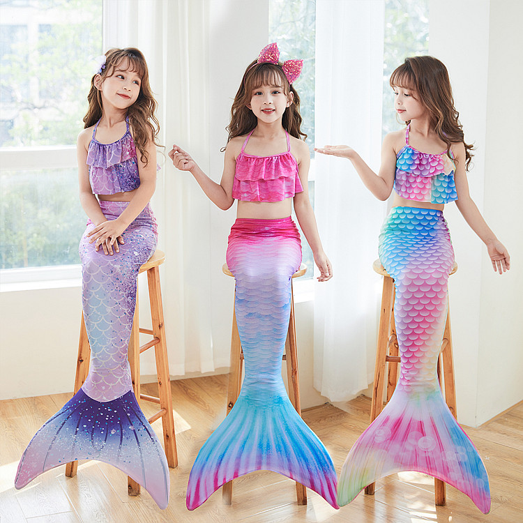 Children's Mermaid swimsuit performance swimsuit Three sets of fish tails Big small and medium girls princess nepotism dress bikini dress