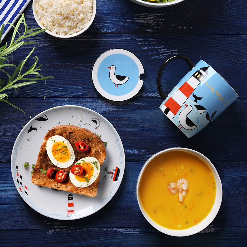 Sailing 4/6 series of northern European ceramic dishes suit household who dream combination tableware dishes of eating Chinese dishes