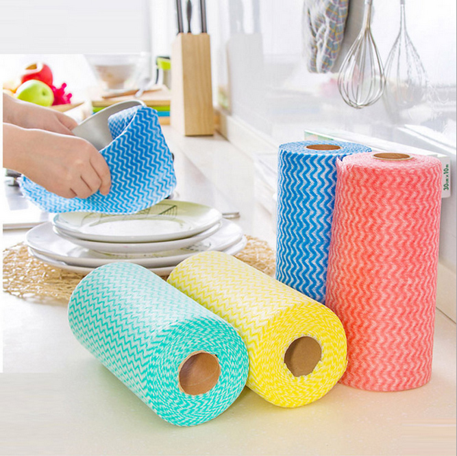 Xinqiyuan tearable point broken roll non-woven cloth rag Dish towel Free cutting multi-function decontamination cleaning cloth
