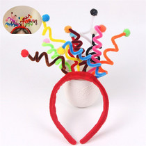 Small red book birthday party decorated with colorful small ball spring hair stirrup cute to blame sand sculpted head for photo props