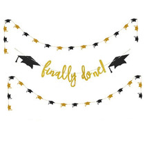 Black Gold Doctoral cap finally done sparkling graduation Lachella Flag party Gathering to decorate the banners