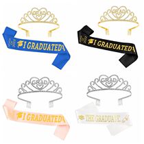 2022 graduation season party decoration GRAD water drill crown shoulder strap etiquette with prom performance photo and photo props