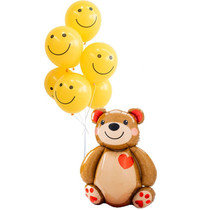 ins Korean sit solid cartoon Little Bear smiling face Balloon Cute Children Birthday Bash Party Photo Props