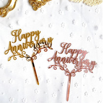 Happy Anniversar Wedding Anniversary Engagement Anniversary Sweet Podium Cake Decoration Plug-in Card