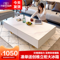 Italian rock plate square coffee table living room small apartment light luxury TV cabinet combination modern very simple Net red ins Wind