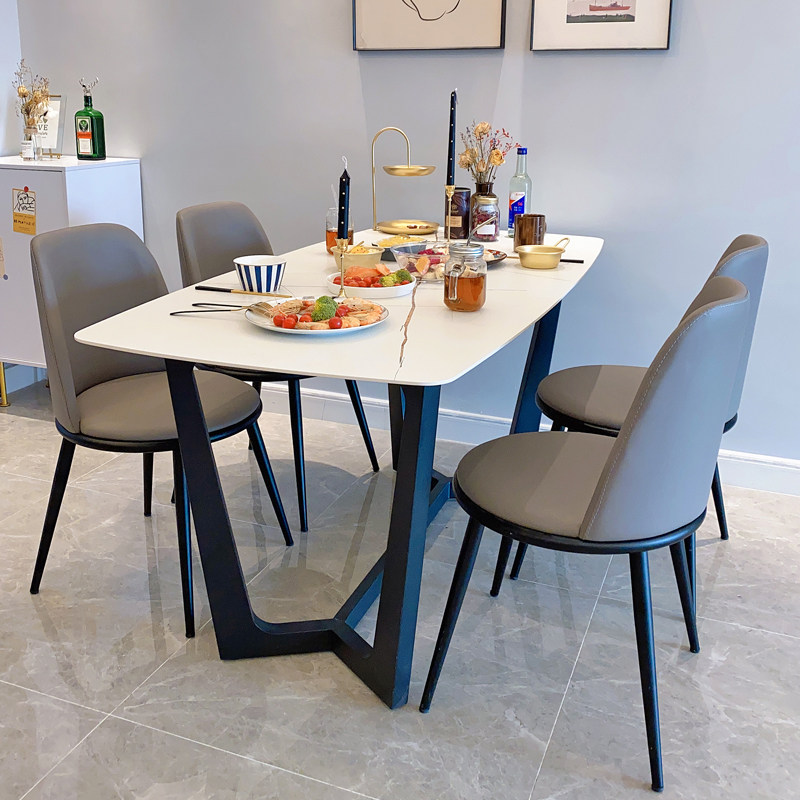 Modern very simple small apartment marble living room dining table and chair combination net red rectangular Nordic style light luxury board