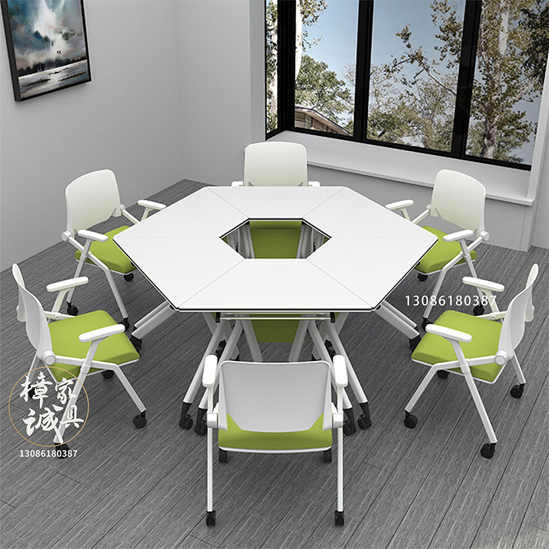 Hexagonal Conference Table Foldable Student Desk Group Activity Table Multi-Functional Training Table and Chairs Splicing Combination Table Hexagonal Conference Table Foldable Student Desk Group Activity Table Multi-Functional Training Table and Chairs Splicing Combination Table