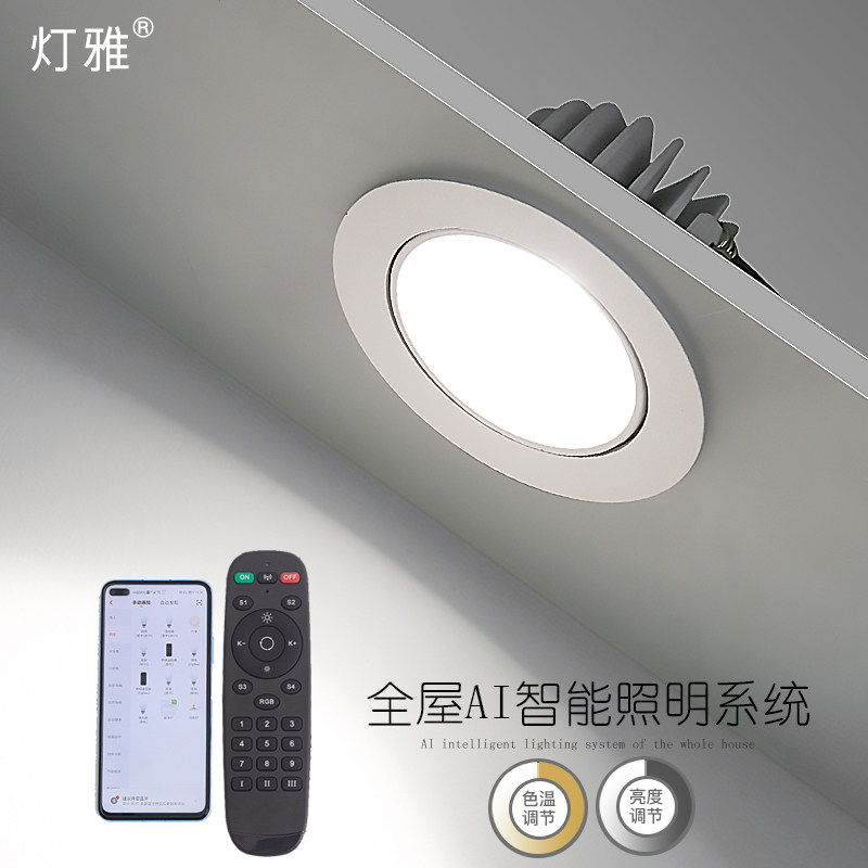 Ultra-thin downlight Intelligent remote control embedded spot light LED ceiling light Living room high display finger household downlight