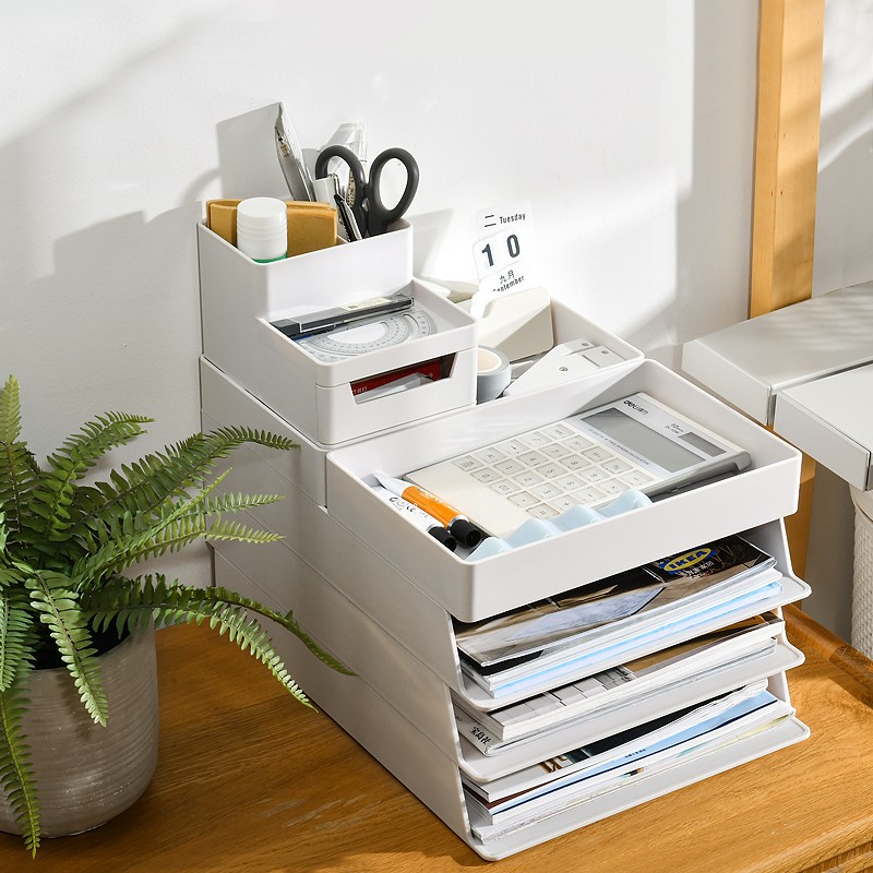 Desktop multi-level document shelf material storage box office supplies storage bookshelf layered material student storage shelf