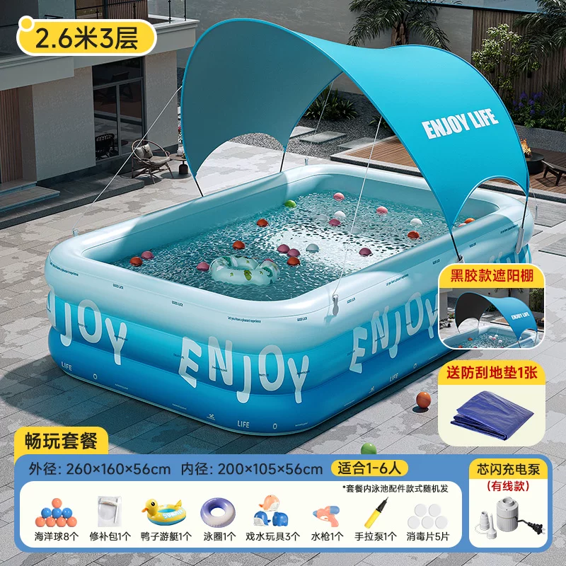 Inflatable travel swimming pool, increased thickness