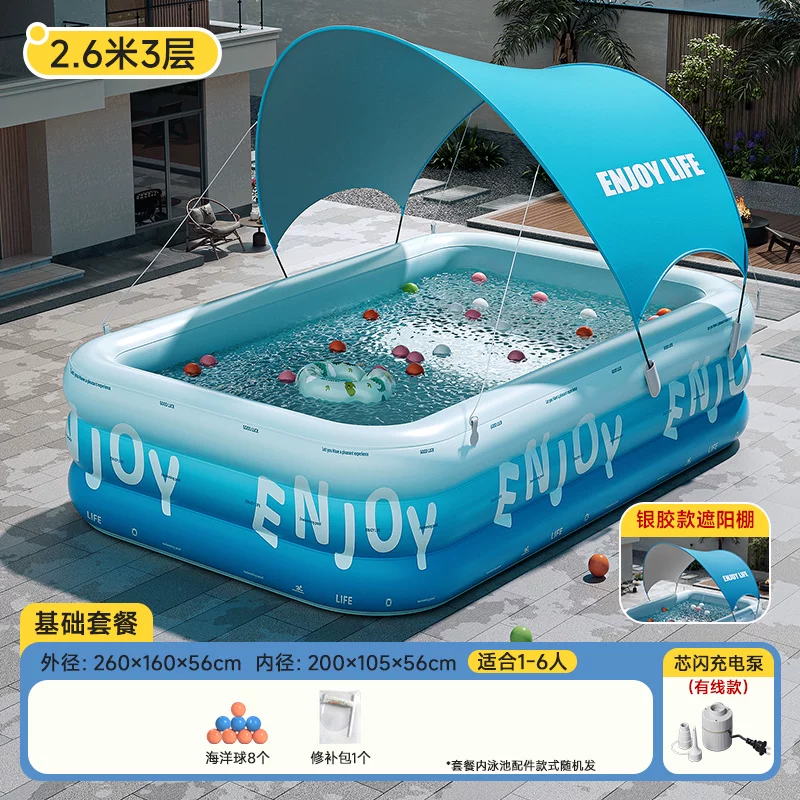 Inflatable travel swimming pool, increased thickness