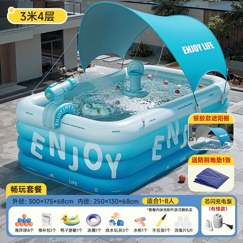 Inflatable travel swimming pool, increased thickness