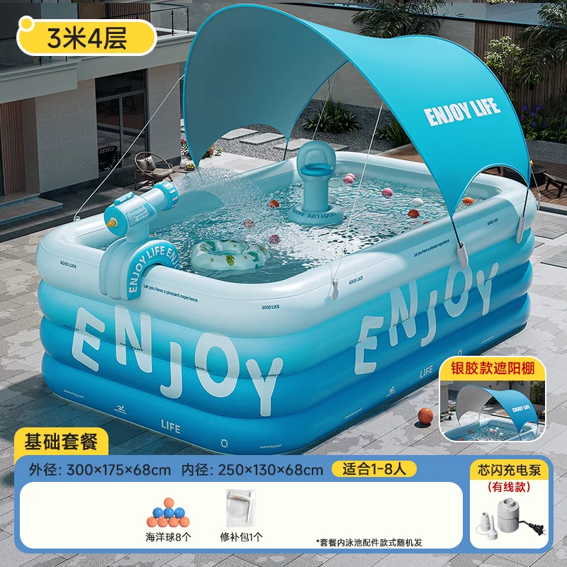 Inflatable travel swimming pool, increased thickness