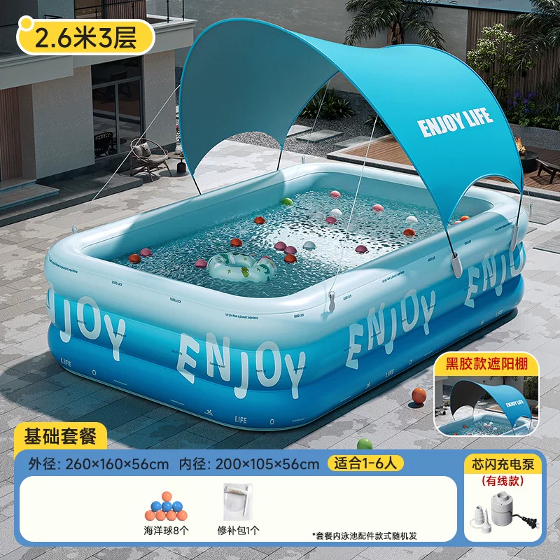 Inflatable travel swimming pool, increased thickness