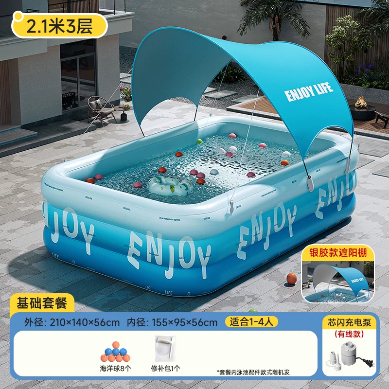 Inflatable travel swimming pool, increased thickness