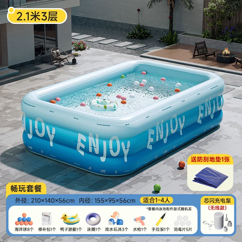 Inflatable travel swimming pool, increased thickness