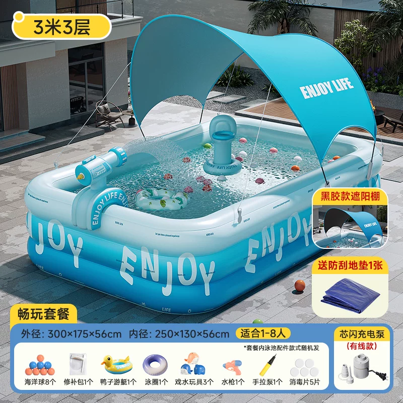 Inflatable travel swimming pool, increased thickness
