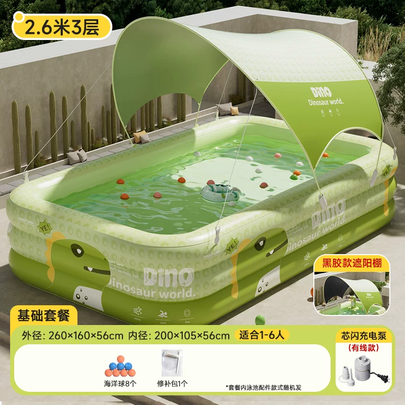 Inflatable travel swimming pool, increased thickness