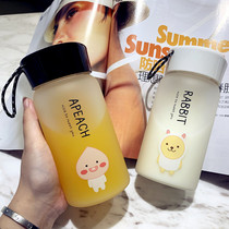 Korean version of the glass cup anti-scalding female male student cute portable water cup ins Korean creative personality net red tea cup