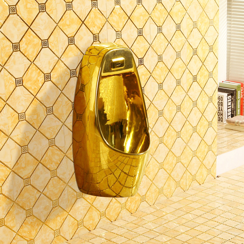 European-style local luxury gold urinal urinal induction wall hanging wall row men's urinal household gold urine bucket