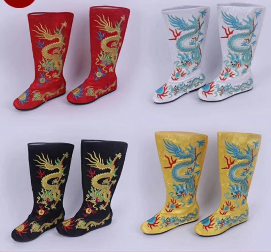 Film and television drama shoes Dragon boots Beijing Opera Yu Opera Yue Opera Stage performance supplies Face shoes