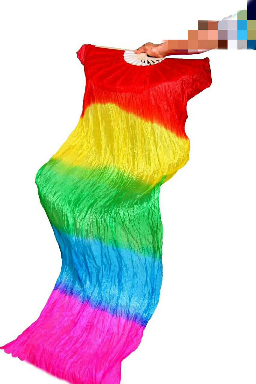 Lengthened silk dance fan silk gradient color fan fitness long silk Yangko fan can be customized
