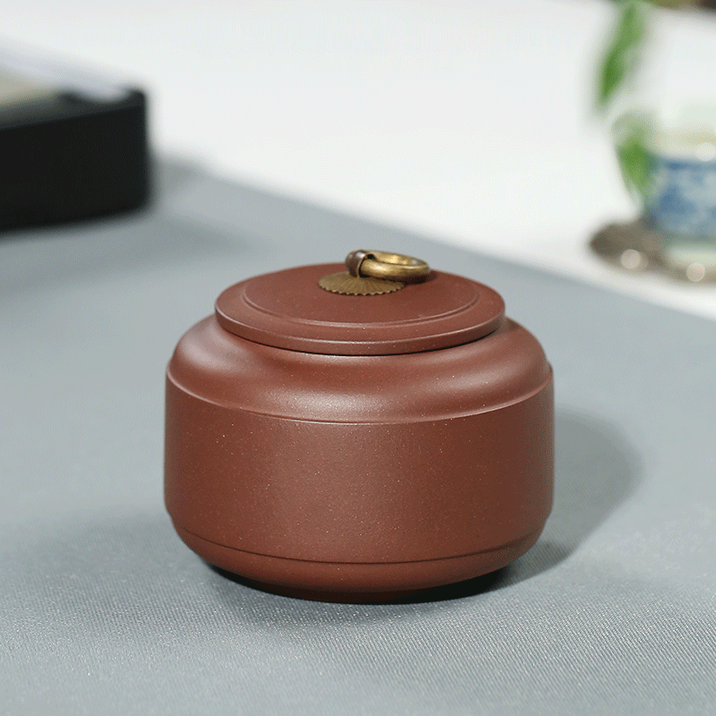 Violet arenaceous caddy fixings household small storage tanks seal tea boxes portable ceramic jar of creative move small tea pot and tea