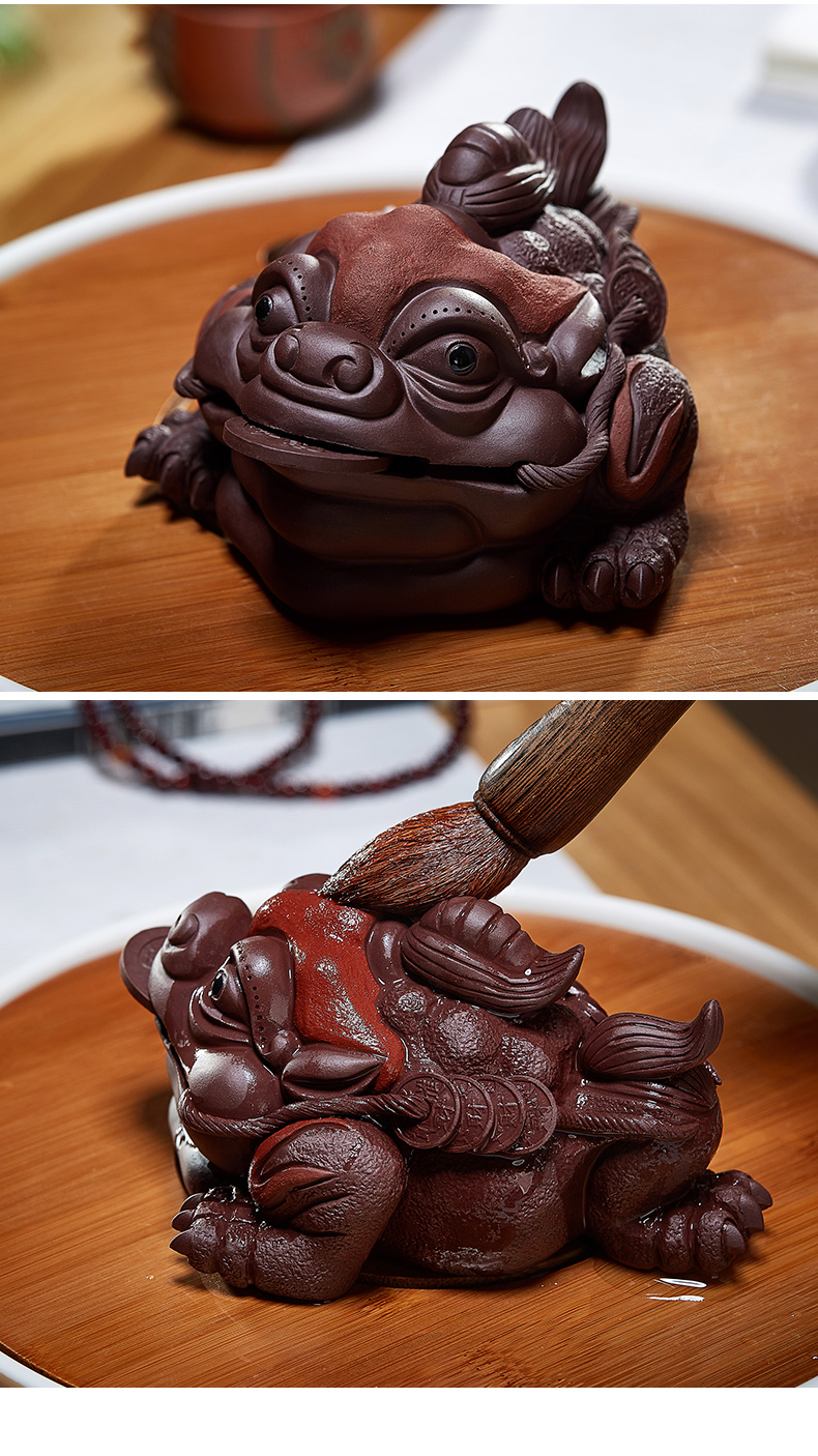 Violet arenaceous spittor toad pet can keep lucky tea sets and tea accessories tea boutique kung fu tea pure manual furnishing articles