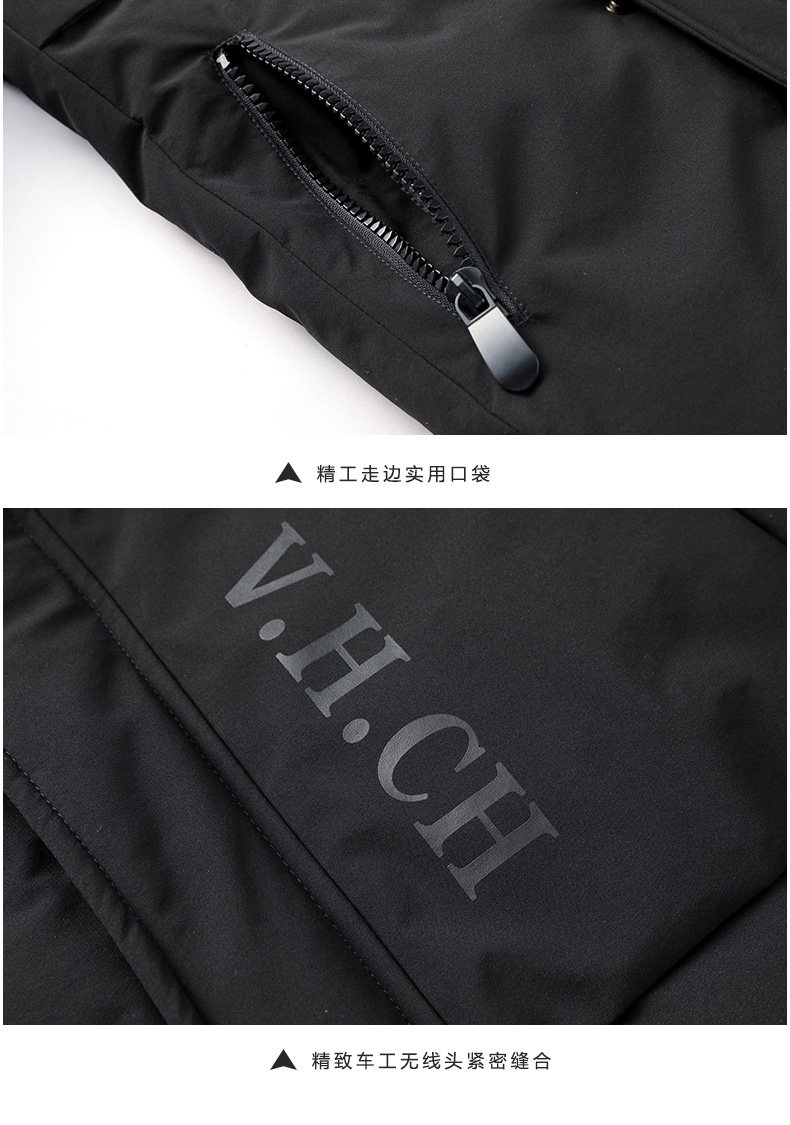 雅鹿 男士中长款羽绒服 90%含绒量 貉子毛领设计 图11