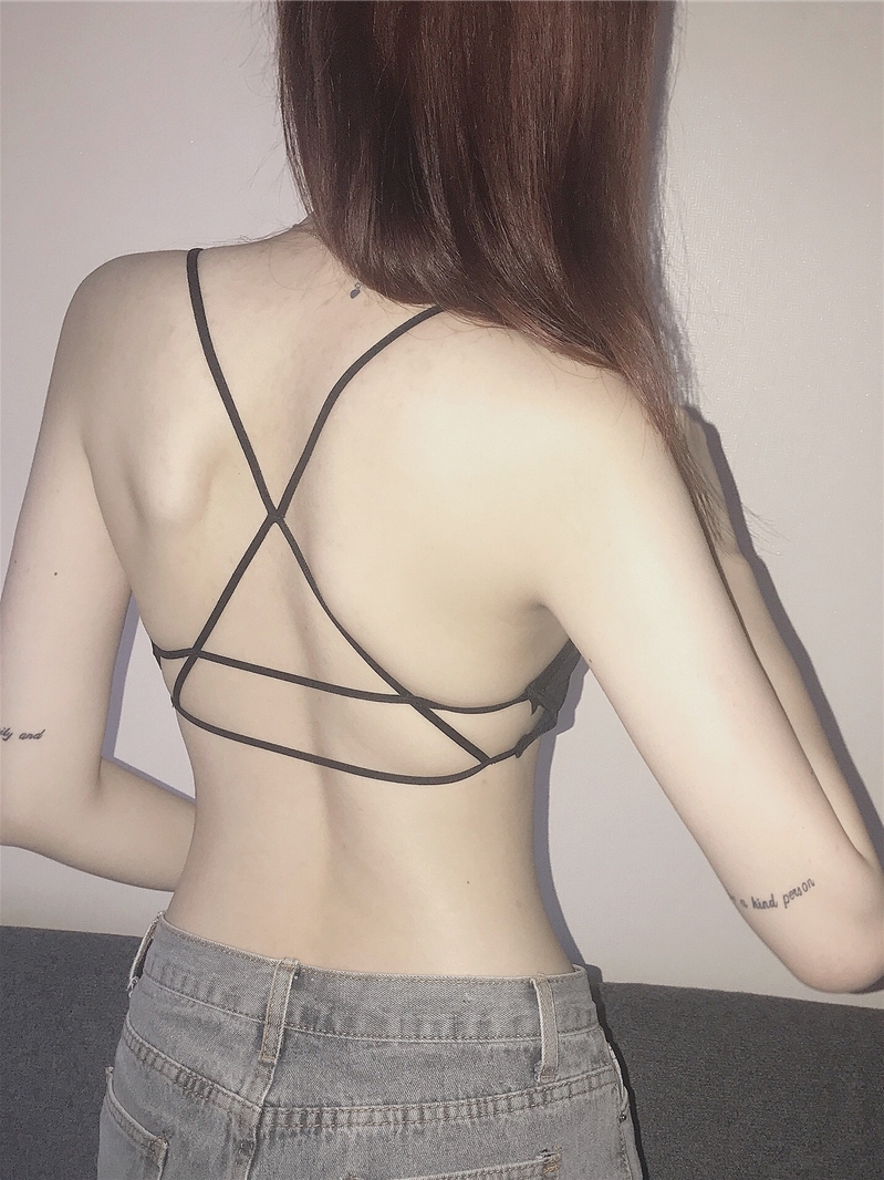 Cotton beautiful back bra gathered sexy chest wrap underwear women's tube top no steel ring bra camisole net red hot style