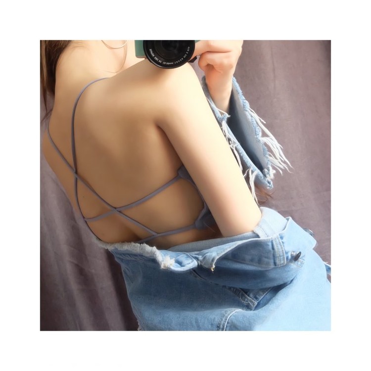 Sexy chéo đẹp trở lại vest không có vòng thép áo ngực thu thập dưới cùng quấn ngực dây đeo ngực pad ống hàng đầu đồ lót mỏng áo ngực 3 dây