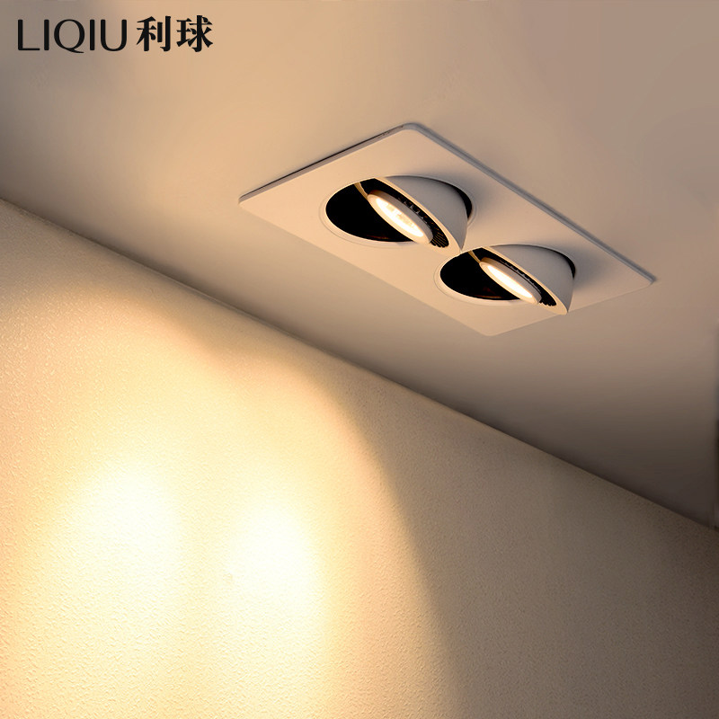 Spotlight LED embedded single lamp ceiling lamp Nordic living room background wall aisle entrance lamp angle adjustment double head downlight
