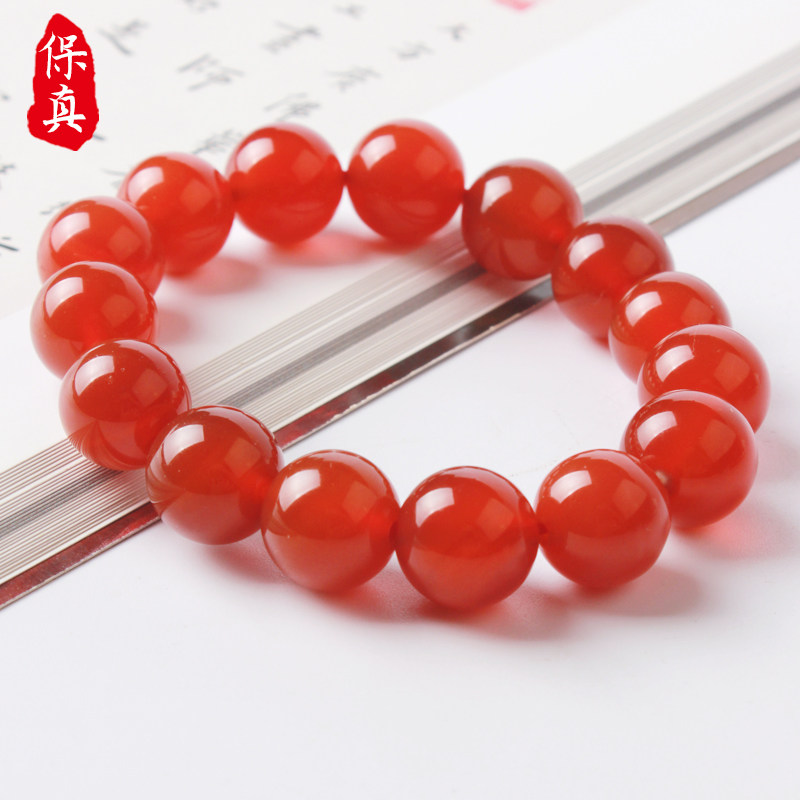 Natural pure red and black onyx hand chisel female male bracelet birth year couple crystal necklace jewelry birthday gift