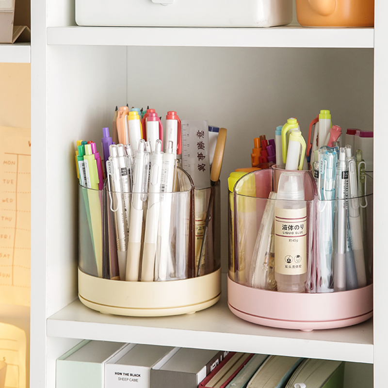 360 rotating pen holder desktop containing box desk children student boy's brush stationery rack office large capacity-Taobao