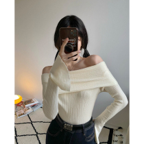Wei Yanni Santa Rita2021 autumn Korean slim long sleeve pullover shoulder knitted shirt top female