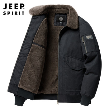 Jeep jeep velvet thickened jacket men's dad's cotton coat