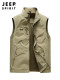 吉普JEEP马甲男士春季新款宽松薄款坎肩马夹立领休闲运动背心外套