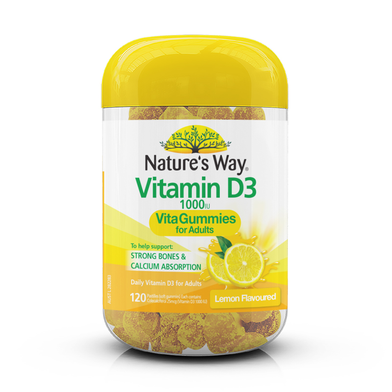 Úc Tự nhiênWay dành cho người lớn Vitamin D3 Gummies Hương vị chanh 120 Bổ sung sức khỏe Canxi thúc đẩy sự hấp thụ - Thức ăn bổ sung dinh dưỡng viên uống bổ sung