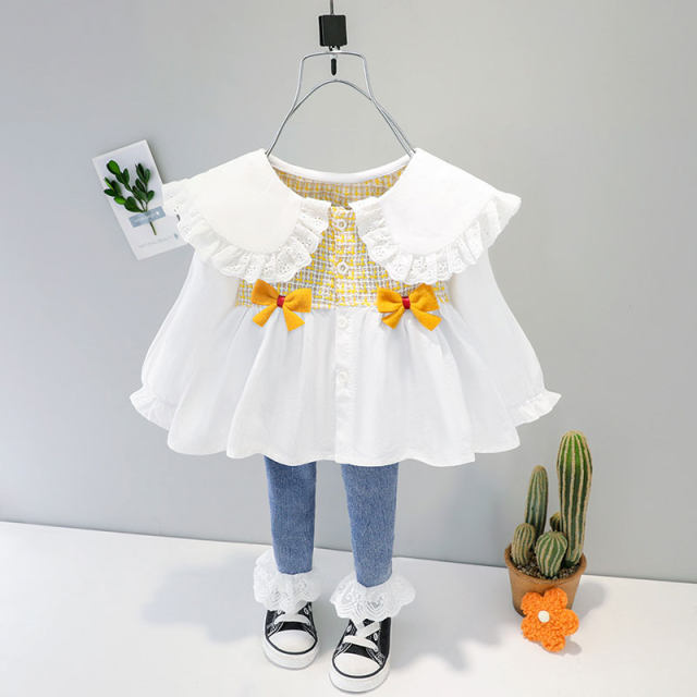 Baby spring and autumn suit foreign style 2023 new girl spring fashionable children's clothing little girl jeans two-piece set