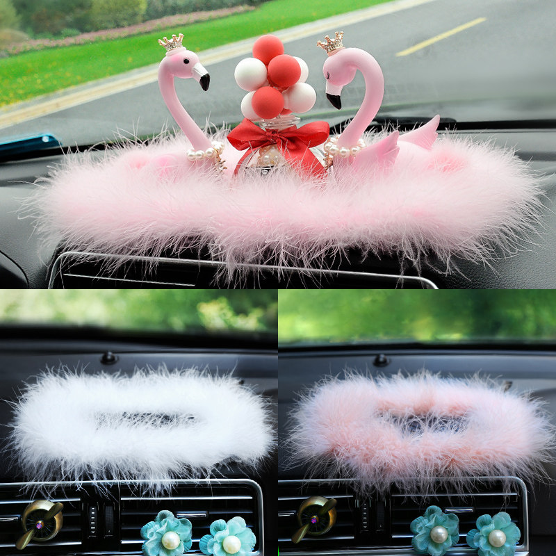 Car center console decoration fluff feather mat Silicone creative car interior decoration supplies high temperature resistant non-slip mat