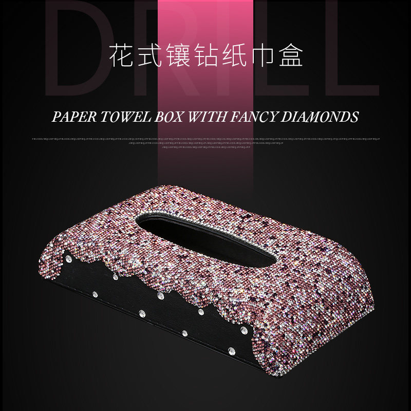 New creative fancy diamond-encrusted tissue box car interior decoration ornaments